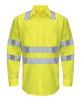 Red Kap SY14 Enhanced & Hi-Visibility Long Sleeve Work Shirt #color_AB-Fluorescent Yellow/ Green