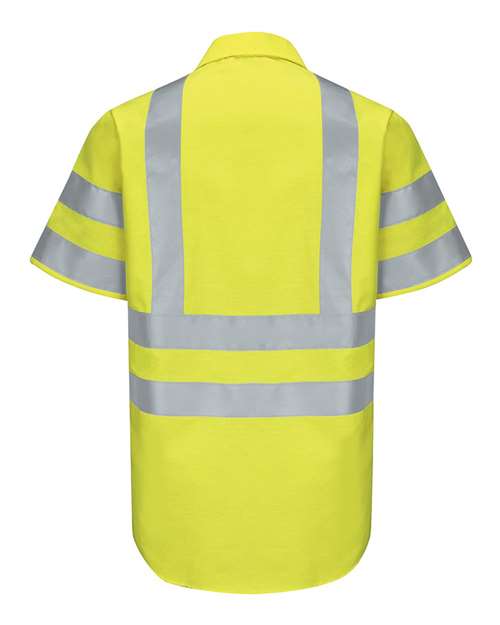 Red Kap SY24 Enhanced & Hi-Visibility Work Shirt #color_AB-Fluorescent Yellow/ Green