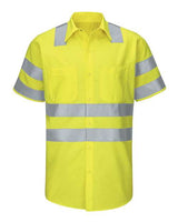 Red Kap SY24 Enhanced & Hi-Visibility Work Shirt #color_AB-Fluorescent Yellow/ Green