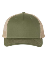 Richardson 112FP Five-Panel Trucker Cap #color_Army Olive Green/ Tan