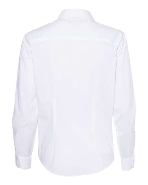 Van Heusen 13V5053 Women's Cotton/Poly Solid Point Collar Shirt #color_White