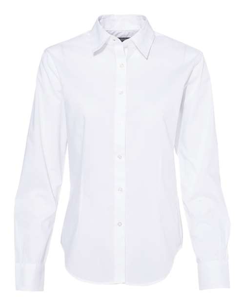 Van Heusen 13V5053 Women's Cotton/Poly Solid Point Collar Shirt #color_White