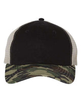 Valucap 3100 Contrast-Stitch Mesh-Back Cap #color_Black/ Camo/ Stone