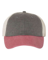 Valucap SP510 Pigment-Dyed Trucker Cap #color_Black/ Cardinal/ Stone