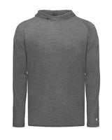 Badger 2905 Youth Tri-Blend Surplice Hooded Long Sleeve T-Shirt #color_Graphite Heather