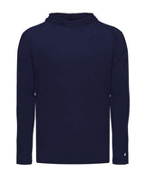 Badger 2905 Youth Tri-Blend Surplice Hooded Long Sleeve T-Shirt #color_Navy