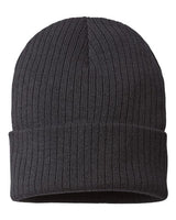 Atlantis Headwear RIO Sustainable Rib Cuffed Beanie #color_Black