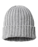 Atlantis Headwear SHORE Sustainable Cable Knit Cuffed Beanie #color_Light Grey Melange
