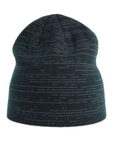 Atlantis Headwear SHINE Sustainable Reflective Beanie #color_Navy