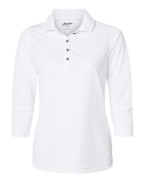Paragon 120 Women's Lady Palm Three-Quarter Sleeve Polo #color_White