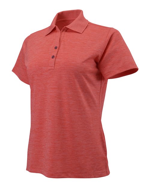 Paragon 131 Women's Dakota Striated Heather Polo #color_Melon Heather