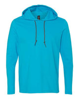 Anvil 987AN Adult Lightweight Long-Sleeve Hooded T-Shirt #color_CARIB BLUE/ D GR