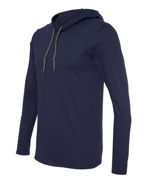 Anvil 987AN Adult Lightweight Long-Sleeve Hooded T-Shirt #color_NAVY/ DARK GREY
