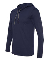 Anvil 987AN Adult Lightweight Long-Sleeve Hooded T-Shirt #color_NAVY/ DARK GREY