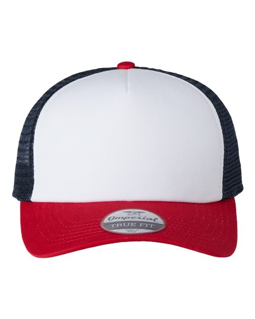 Imperial 1287 North Country Trucker Cap #color_White/ Red/ Dark Navy