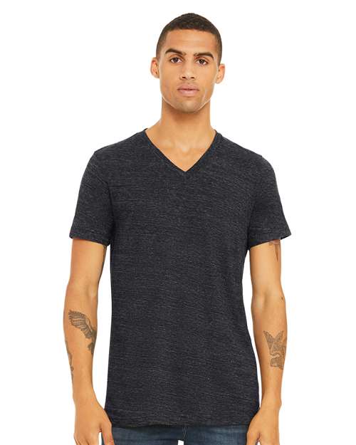Bella + Canvas 3005 Unisex Jersey Short-Sleeve V-Neck T-Shirt #color_CHRCL BLK SLUB