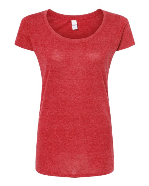 Tultex 243 Women's Poly-Rich Scoop Neck T-Shirt #color_Heather Red