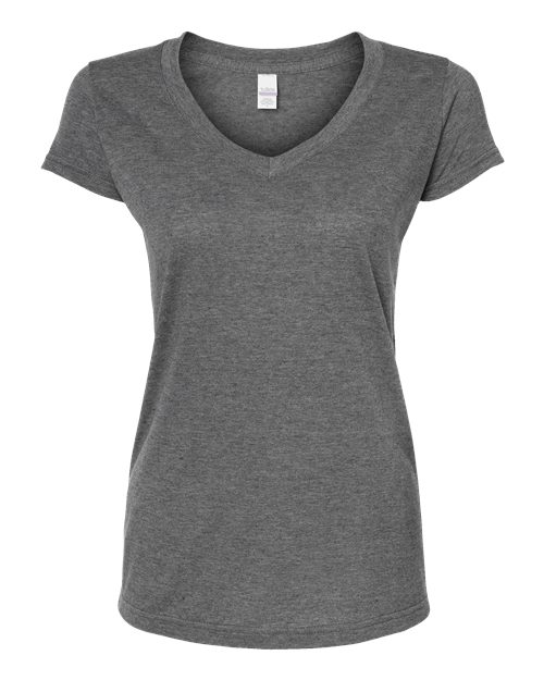 Tultex 244 Women's Poly-Rich V-Neck T-Shirt #color_Heather Charcoal