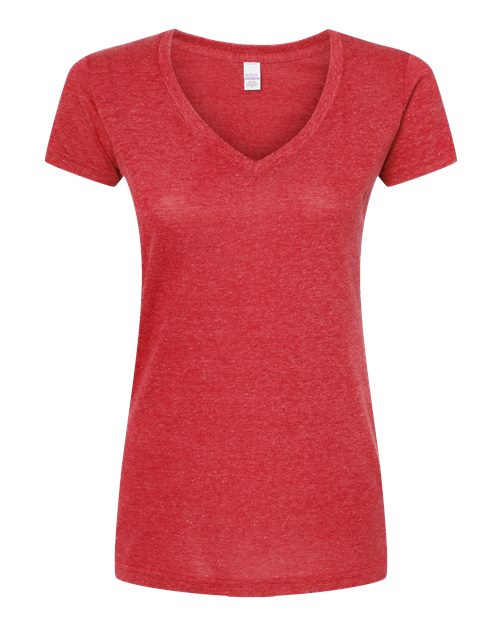 Tultex 244 Women's Poly-Rich V-Neck T-Shirt #color_Heather Red