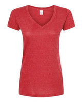 Tultex 244 Women's Poly-Rich V-Neck T-Shirt #color_Heather Red