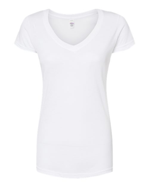 Tultex 244 Women's Poly-Rich V-Neck T-Shirt #color_White