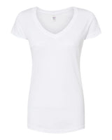 Tultex 244 Women's Poly-Rich V-Neck T-Shirt #color_White