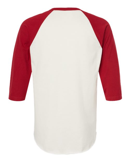 Tultex 245 Fine Jersey Raglan T-Shirt #color_Vintage White/ Rio Red