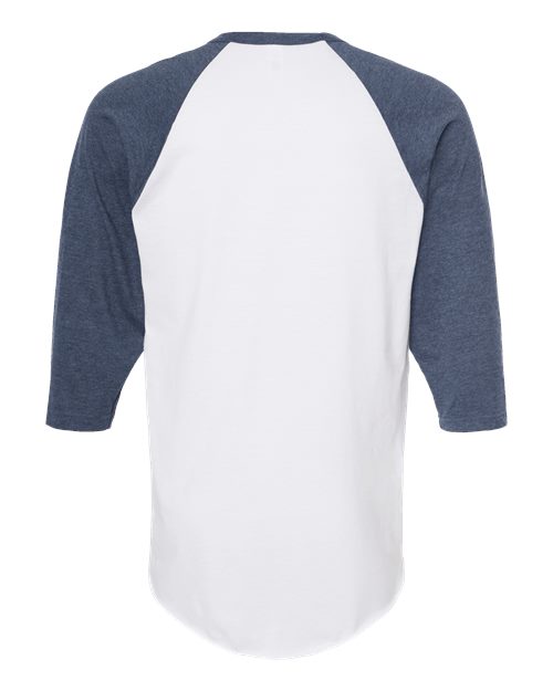 Tultex 245 Fine Jersey Raglan T-Shirt #color_White/ Heather Denim