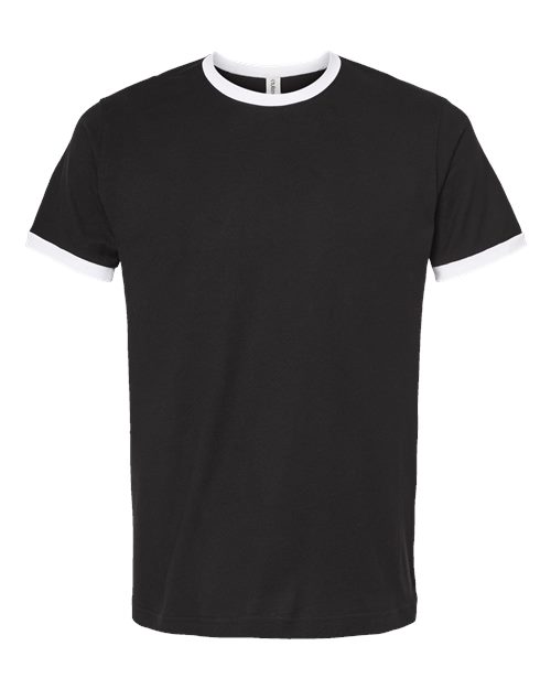 Tultex 246 Fine Jersey Ringer T-Shirt #color_Black/ White