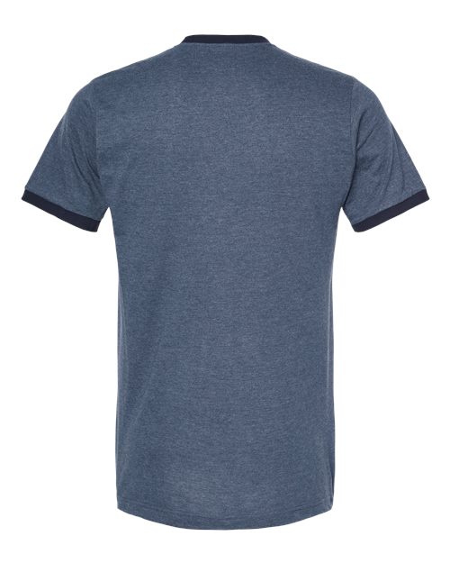 Tultex 246 Fine Jersey Ringer T-Shirt #color_Heather Denim/ Navy