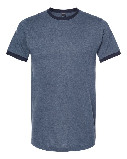 Tultex 246 Fine Jersey Ringer T-Shirt #color_Heather Denim/ Navy
