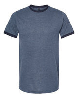 Tultex 246 Fine Jersey Ringer T-Shirt #color_Heather Denim/ Navy