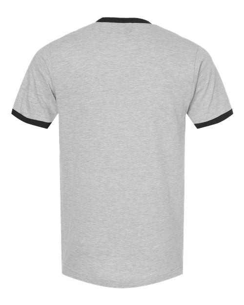 Tultex 246 Fine Jersey Ringer T-Shirt #color_Heather Grey/ Black