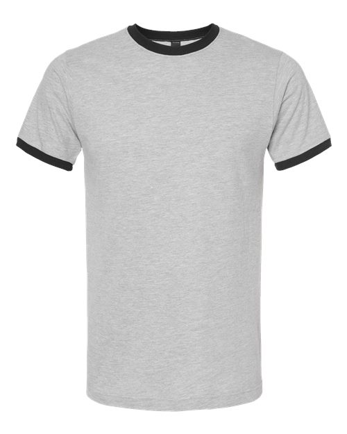 Tultex 246 Fine Jersey Ringer T-Shirt #color_Heather Grey/ Black
