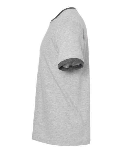 Tultex 246 Fine Jersey Ringer T-Shirt #color_Heather Grey/ Heather Charcoal