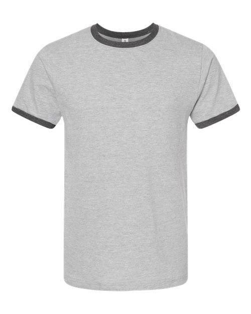 Tultex 246 Fine Jersey Ringer T-Shirt #color_Heather Grey/ Heather Charcoal