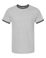 Tultex 246 Fine Jersey Ringer T-Shirt #color_Heather Grey/ Heather Charcoal