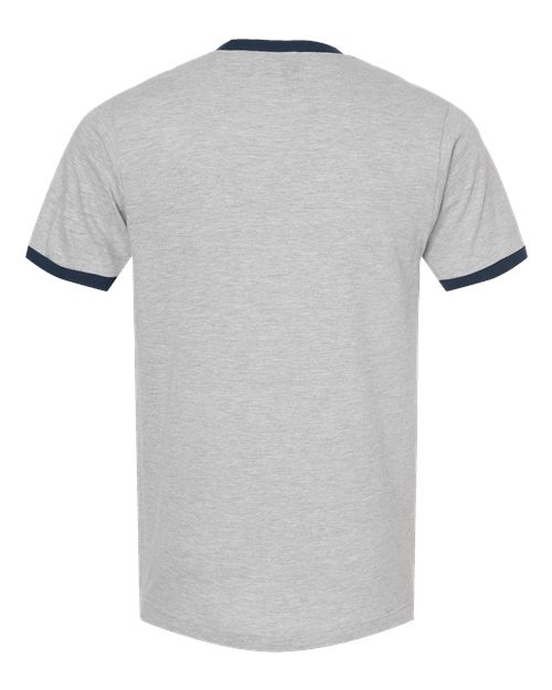 Tultex 246 Fine Jersey Ringer T-Shirt #color_Heather Grey/ Navy