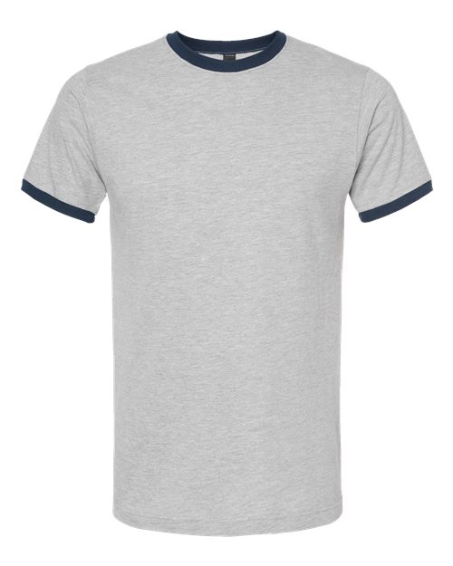 Tultex 246 Fine Jersey Ringer T-Shirt #color_Heather Grey/ Navy