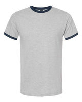 Tultex 246 Fine Jersey Ringer T-Shirt #color_Heather Grey/ Navy