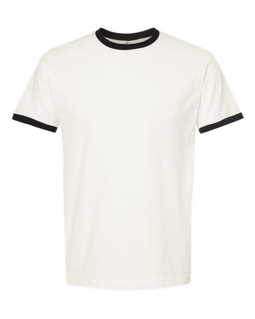 Tultex 246 Fine Jersey Ringer T-Shirt #color_Vintage White/ Black