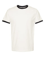 Tultex 246 Fine Jersey Ringer T-Shirt #color_Vintage White/ Black