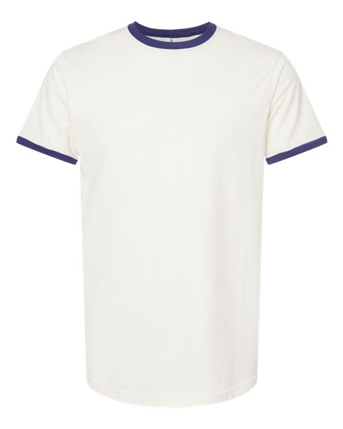 Tultex 246 Fine Jersey Ringer T-Shirt #color_Vintage White/ Inked India