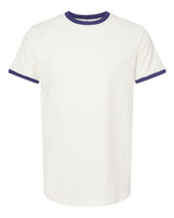 Tultex 246 Fine Jersey Ringer T-Shirt #color_Vintage White/ Inked India