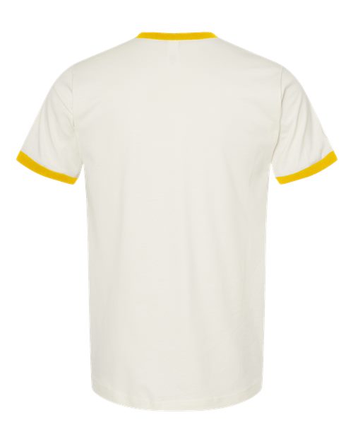 Tultex 246 Fine Jersey Ringer T-Shirt #color_Vintage White/ Mellow Yellow