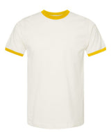 Tultex 246 Fine Jersey Ringer T-Shirt #color_Vintage White/ Mellow Yellow