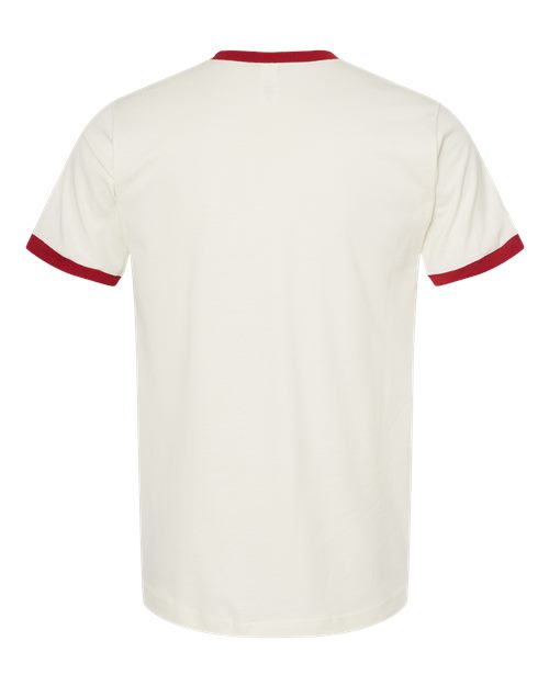 Tultex 246 Fine Jersey Ringer T-Shirt #color_Vintage White/ Rio Red