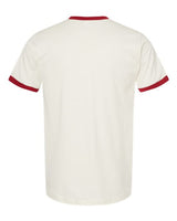 Tultex 246 Fine Jersey Ringer T-Shirt #color_Vintage White/ Rio Red