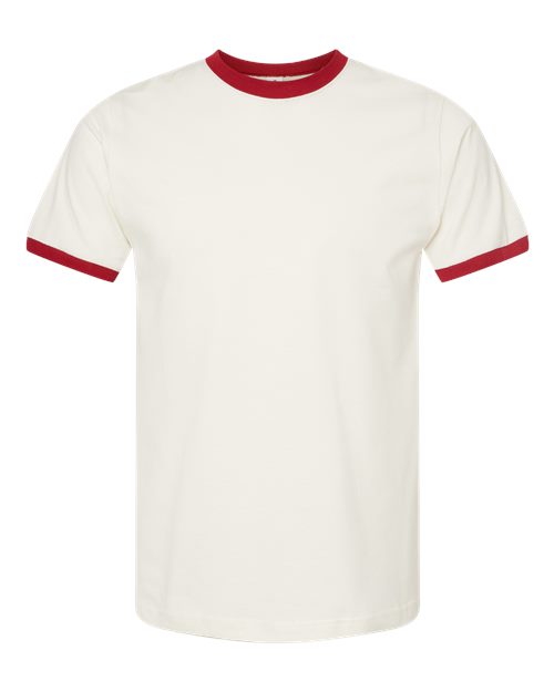 Tultex 246 Fine Jersey Ringer T-Shirt #color_Vintage White/ Rio Red