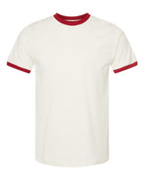 Tultex 246 Fine Jersey Ringer T-Shirt #color_Vintage White/ Rio Red